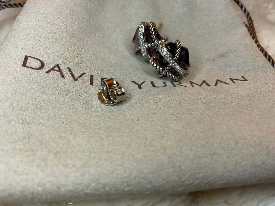 Tachuelas para pendientes envolventes de cable de amatista David Yurman. 10 mm.  ¡Como nuevo!! Foto 1 de 3