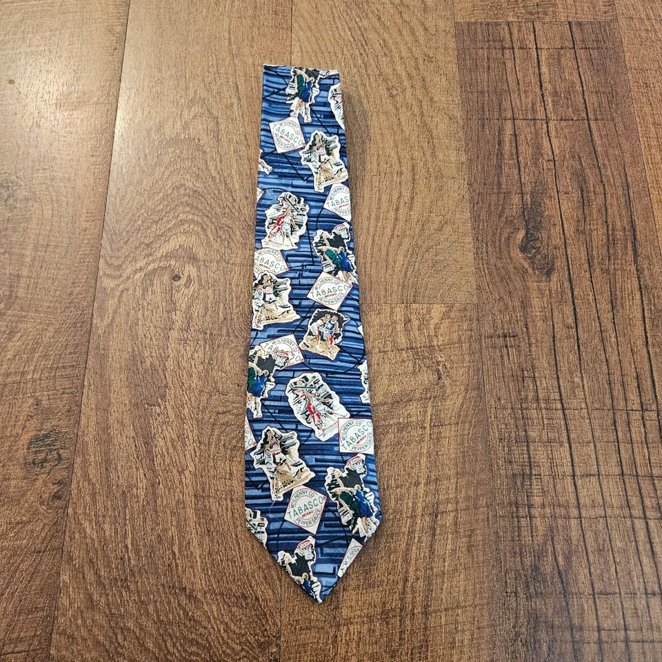 Corbata de baloncesto Tabasco para hombre 100 % seda azul marca McIlhenny Co corbata salsa caliente Foto 1 de 4