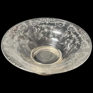 Vintage Etched Cambridge Chantilly Elegant Glass Bowl Sterling Silver Foot 12.5" - Picture 1 of 11