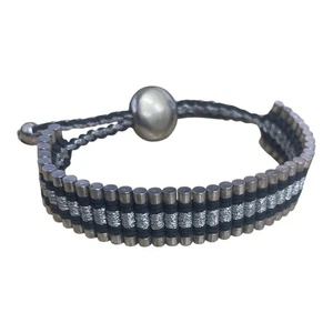 Links Of London Friendship Bracelet Sterling Silver Black Adjustable Cord  - Picture 1 of 7