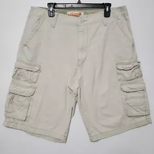 Plugg khaki cargo shorts size 34 men slash pocket 100% cotton - Picture 1 of 14