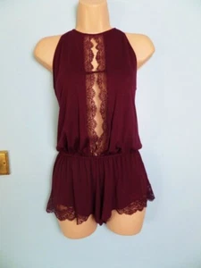 N16 BOUX AVENUE RENE GRAPE MERLOT KEYHOLE SHEER LACE TEDDY BODY PLAYSUIT 8 BNWT - Picture 1 of 10