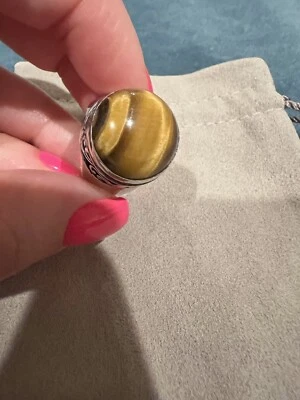 Sterling Silver - BALI Tiger's Eye Dome Filigree Band Ring Size 6.5 - 12g - Image 1 of 4