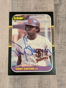 Tony Gwynn Signed 1987 Leaf Card #235 COA HOF San Diego Padres Mr Padre