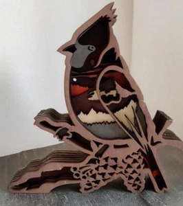 Cardinal Bird Layered Wood 3D Wooden Multilayer Made USA Standing - Picture 1 of 4