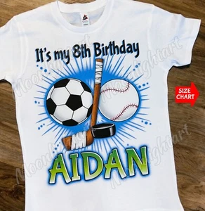 Personalized Name Soccer Baseball and Hockey Custom T-Shirt - Picture 1 of 2