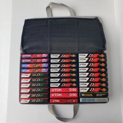 Case Logic Grey Padded Zip Carrying Case with 28 TDK & 2 Other Blank Cassettes  - Image 1 of 4