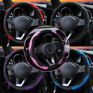 38CM/15inch PU Leather Car Steering Wheel Cover Anti-slip Protective Accessories - Imagen 1 de 19