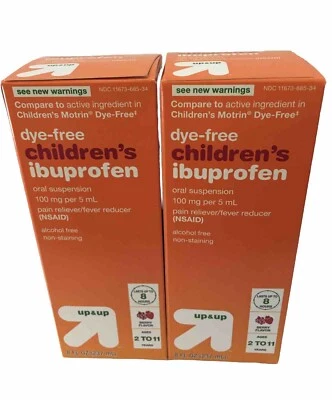 2X Childrens Liquid Ibuprofen Oral Suspension DYE FREE BERRY FLAVOR 8 oz 12/2025 - Image 1 of 4