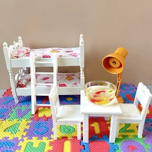 1:12 scale wooden dollhouse miniature bunk bed with ladder - Picture 1 of 14