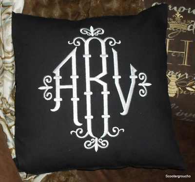 Large Bamboo Monogram Chinoiserie/ Hollywood Regency Pillow -Custom- 16X16- New - Image 1 of 4