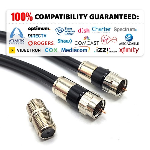 Coaxial Cable Black RG6 Coax HighPerformance Satellite, TV, Antenna