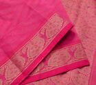 Sari rose fuchsia vintage Sushila 100 % coton pur soie zig-zag tissu sari