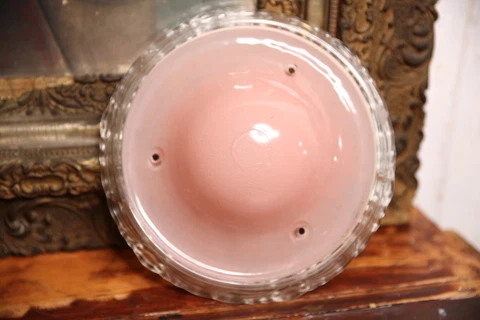 Vintage antique Art Deco Ceiling Light Lamp Fixture Glass Shade Chandelier Pink Cover