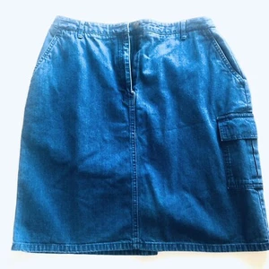 Gonna donna Talbots 14 denim lunghezza ginocchio 2 tasche inclinate/1 tasca laterale - Foto 1 di 8