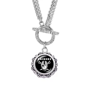 New Raiders Football Charm Toggle Necklace Stainless Steel - Picture 1 of 2
