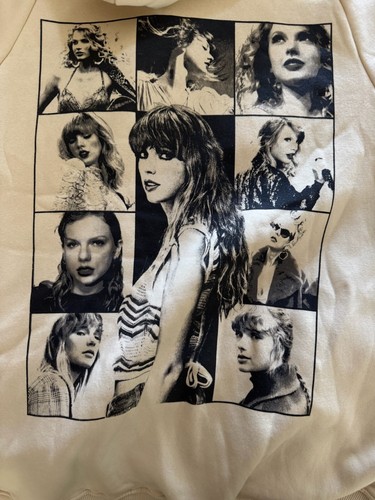 OFF WHITE Felpa Taylor Swift The Eras Tour panna con cappuccio taglia Small merch nero bianco