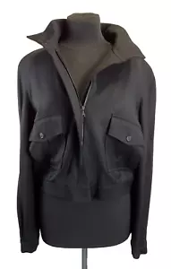 Burberry cropped black women's wool jacket Size 14 Made in Italy K4 - Picture 1 of 16