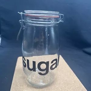"Tarro sellado de vidrio vintage de 1,5 L tapa de pacas de metal azúcar 8,5"" de alto usado en excelente estado" - Imagen 1 de 9