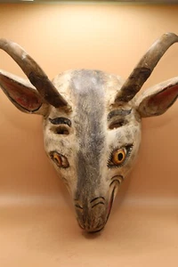 612 BIG DEER FLIRTATIOUS WOODEN MASK Venado Coqueto Decorative Figure Mexico esp - Picture 1 of 7