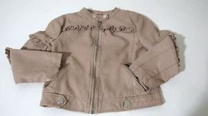 Urban Republic Faux Leather Jacket Dusty-Pink Full Zip Ruffles-trims Girl 7/8 - Picture 1 of 11