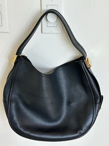 FURLA Black Leather Handbag  Large Shoulder Bag $125 (orig $395) - Picture 1 of 6
