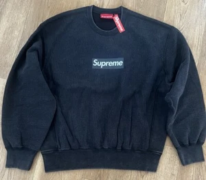 Supreme Box Logo Washed Crewneck BOGO Sweatshirt Black Medium - Picture 1 of 3