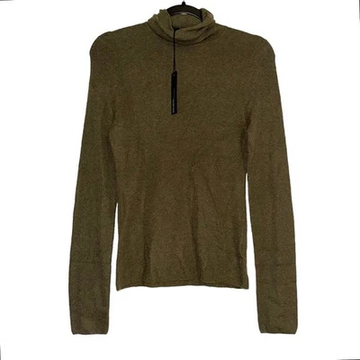 NUEVO CON ETIQUETAS 360 Suéter Mezcla de Lana de Alpaca Verde Oliva Cuello Alto Suéter Top MEDIANO Foto 1 de 4