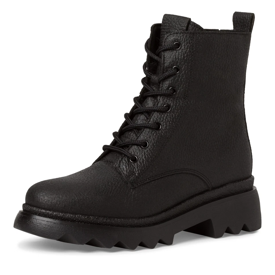 SIEHE BESCHREIBUNG Tamaris Schnürstiefel mit Profilsohle Black Women Boots -