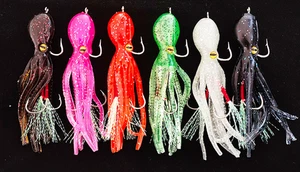 6Pcs Glow Soft Rubber Pike Hook Squid Jigging Assist Fishing Lures Hook 20g/11cm - Picture 1 of 27