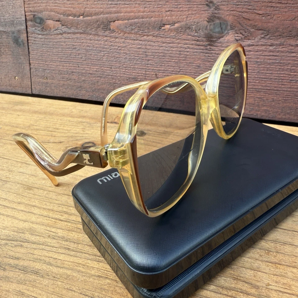 Vintage 70s 80s Drop Arm Eyeglasses Frames Oversized Hipster Brown FRAME FRENCH - Image 1 of 4