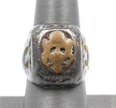 Мужское военное кольцо армии США времен Второй мировой войны из чистого серебра и меди смешанный металл размер 9 *огранка - Изображение 1 из 4