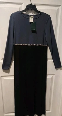 Vestido De Colección Laura Ashley Nuevo Con Etiquetas Para Mujer Pequeño Suave Elastizado Pizarra/Negro Floral Cintura Imperio Foto 1 de 4