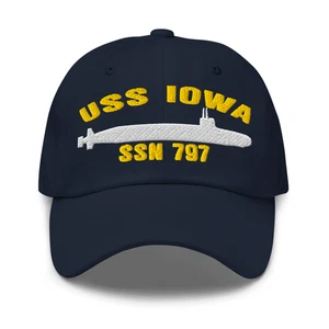 USS Iowa SSN 797 Logo Inspired Embroidered Adjustable Navy Classic Dad Hat - Picture 1 of 6