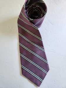 Brooks Brothers Basics Pure Silk Purple Black Striped Tie Classic Stylish 56" - Picture 1 of 9
