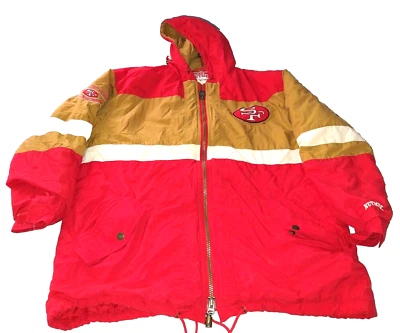 Vintage NFL Nutmeg  San Francisco 49ers Double Zip w/ Hoodie  5 Pocket Jacket XL - Image 1 of 4