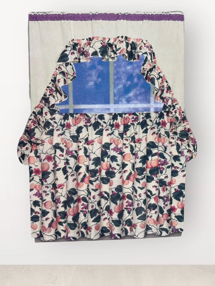 "Juego de 3 cortinas de café vintage de melocotón y bayas de 60"" nuevo" Foto 1 de 4