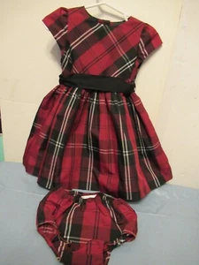 P7 2) Vestido Ralph Lauren Niñas Talla 12 Meses Rojo Negro Cuadros 2 Piezas - Imagen 1 de 8