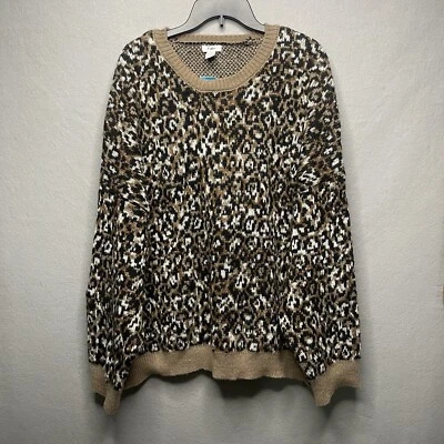 Rue21 Suéter Mujer 4X Plus Pullover Marrón Estampado Animal Leopardo Manga Larga Nuevo Foto 1 de 4