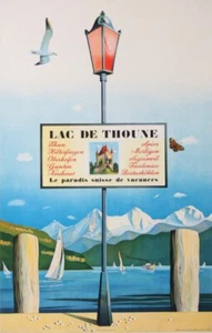 LAC DE THOUNE SUISSE 1950 VINTAGE POSTER - Picture 1 of 1