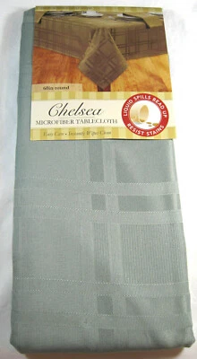  Chelsea Microfiber Tablecloths Resists Stains Blue  Assorted Sizes Obl. & Rd. - Image 1 of 2