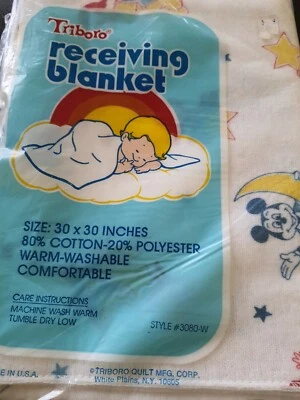 Manta de bebé de colección Disney nueva con etiquetas Mickey Walt Disney Productions 30" TRIBORO Foto 1 de 4
