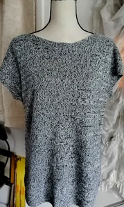 Talbots Linen Knit Blouse Women Petite M Boat Neck Cap Sleeve Gray - Picture 1 of 3