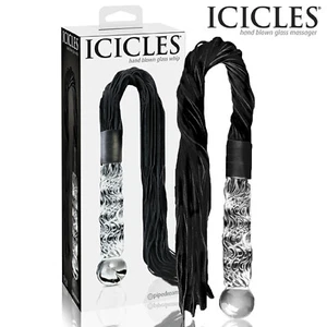 Icicles No 38 Glass Butt Plug Tappo Anale in vetro con Coda in Pelle Pipedream - Foto 1 di 6