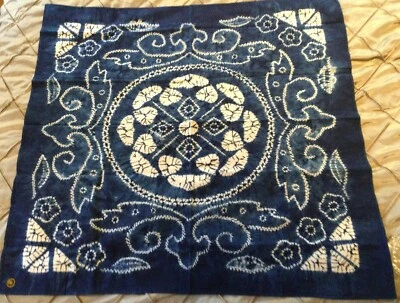 Nuevo Tapiz de Cubierta de Mesa de Algodón Shibori INDIGO TIE DYE Hecho a Mano de Colección • 34"x34 Foto 1 de 4