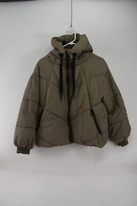 Zara Womens Beige Full Zip Hooded Puffer Jacket Size XS - Picture 1 of 7