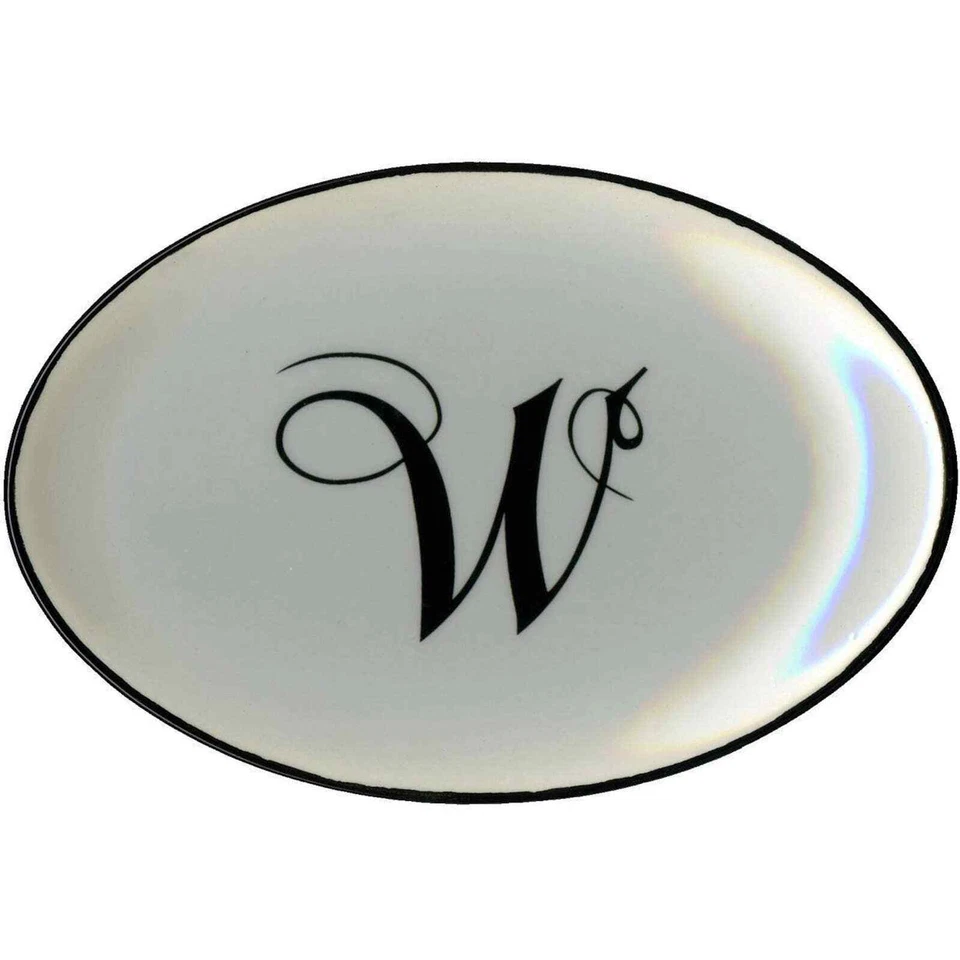 Mud Pie Soap Dish Letter W Initial Monogram Coin Trinket Holder 5.5x3.75x.75" - Image 1 of 4