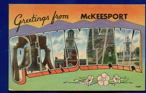 McKeesport Pennsylvania PA Large Letter Linen Postcard - Picture 1 of 1