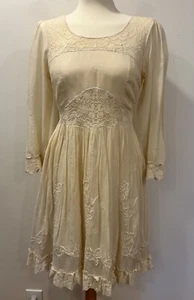 Free People Abito Donna Montana Bohemien Boho Crema/Avorio Taglia 2 - Foto 1 di 11