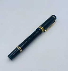 Penna stilografica Parker Duofold UK vintage nera oro 18k pennino medio - Foto 1 di 8